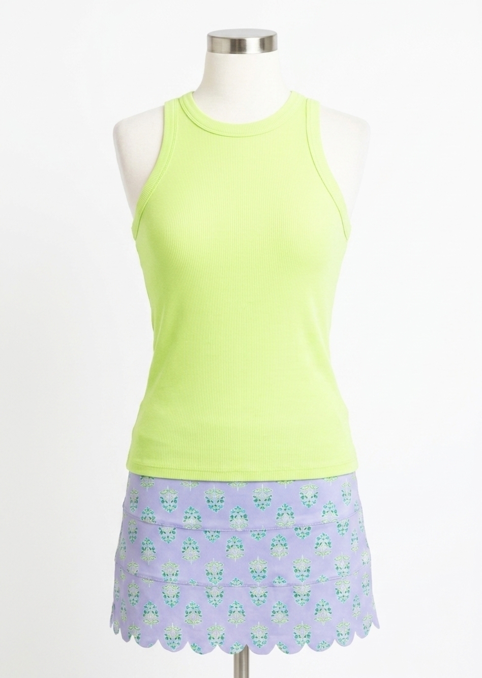 NEW KARLIE solid ribbed tank in lime